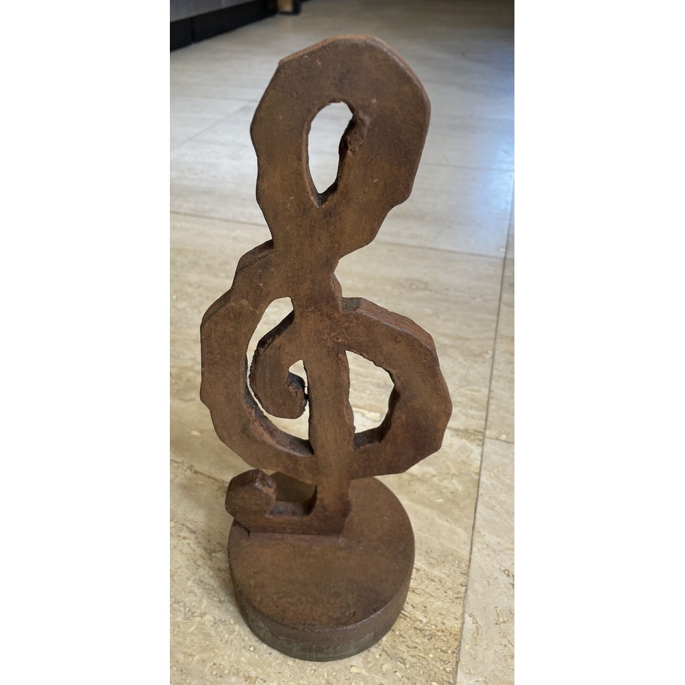 Heavy Rustic Iron TREBLE CLEF MUSICAL‎ NOTE TABLE SCULPTURE 12.5"x5"